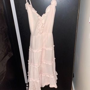 Blush pink babydoll ruffle dress boho